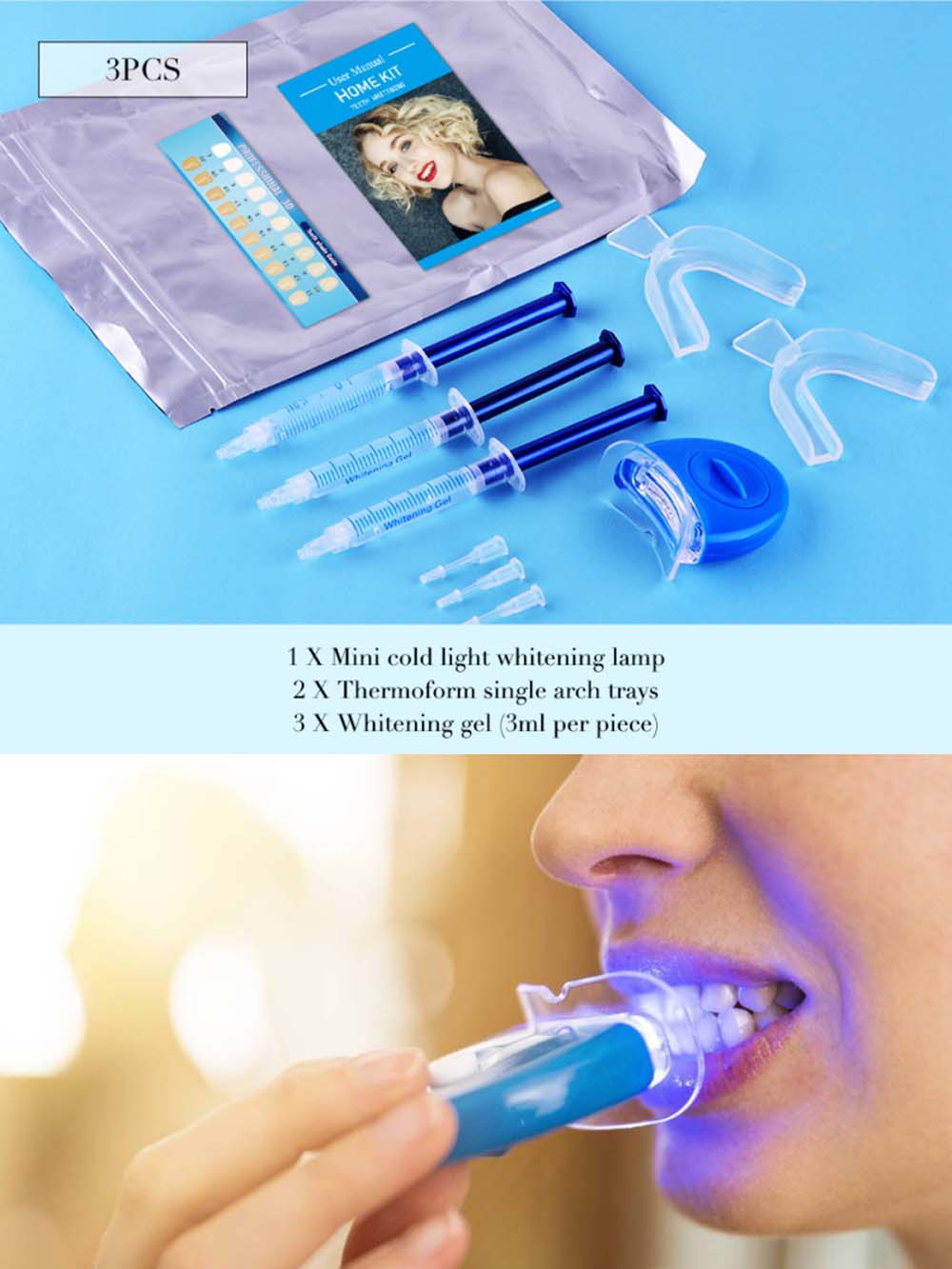 Teeth Whitening Bleaching Kit - Kit de gel para clareamento dental,