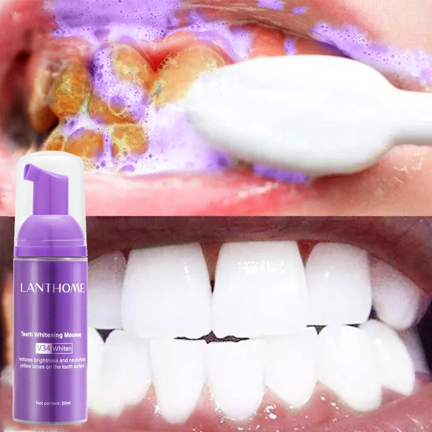 Teeth Whitening Mousse - V34 dentes branqueamento mousse creme dental