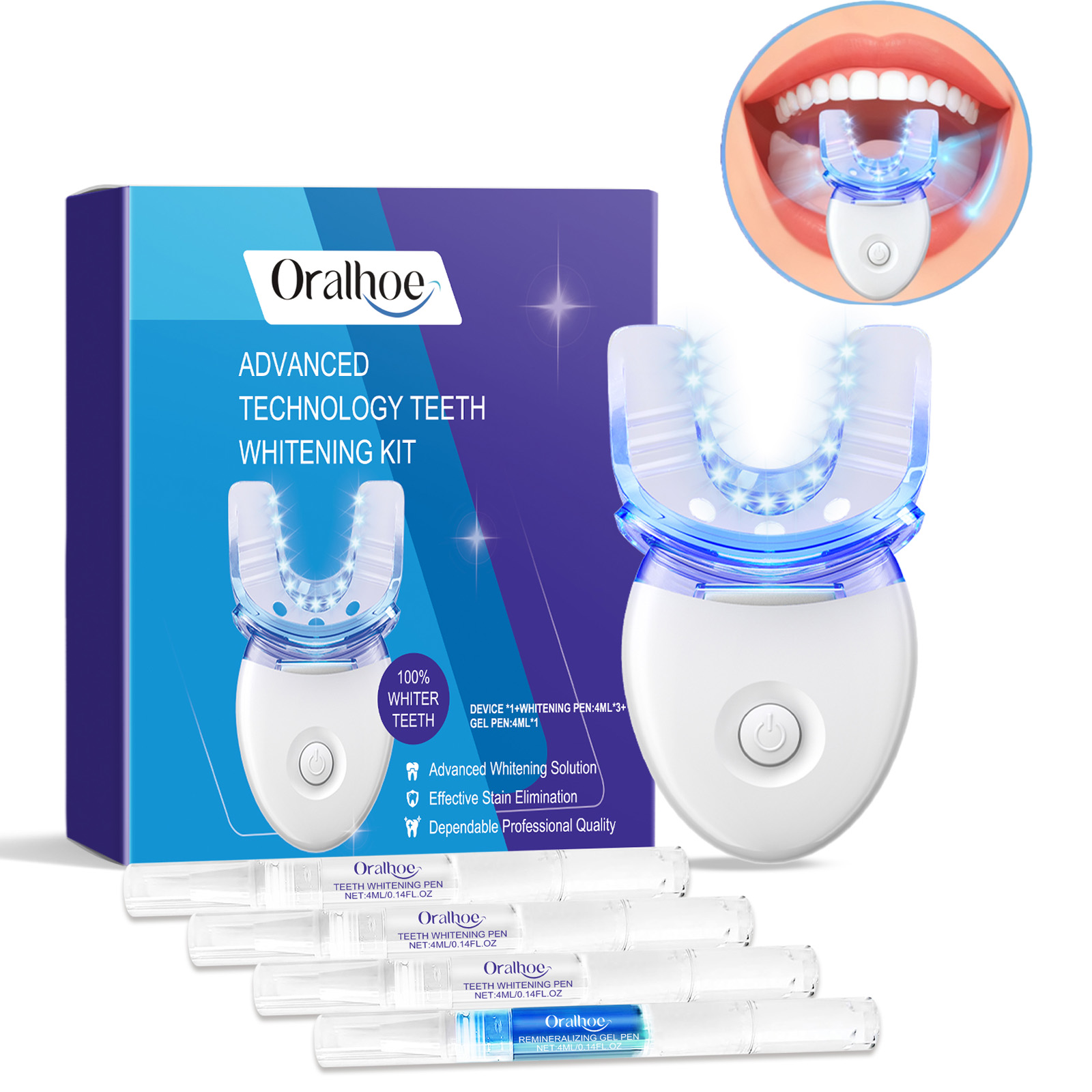 Teeth Whitening Bleaching Kit - Kit profissional de luz led para